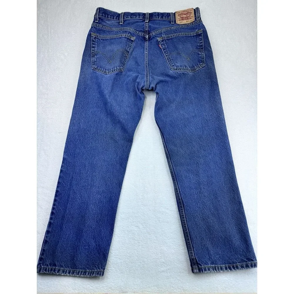 Levis 505‎ Regular Fit Blue Jeans Men Denim Straight 38Wx30L (36Wx30L Actual).